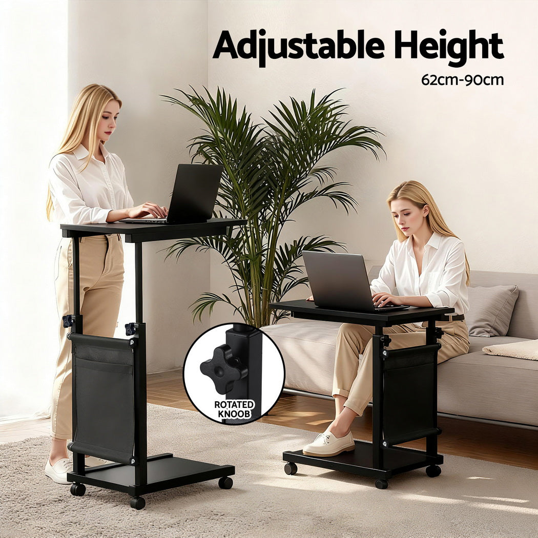Laptop Desk | Height Adjustable | Mobile Workstation | 48cm | Black
