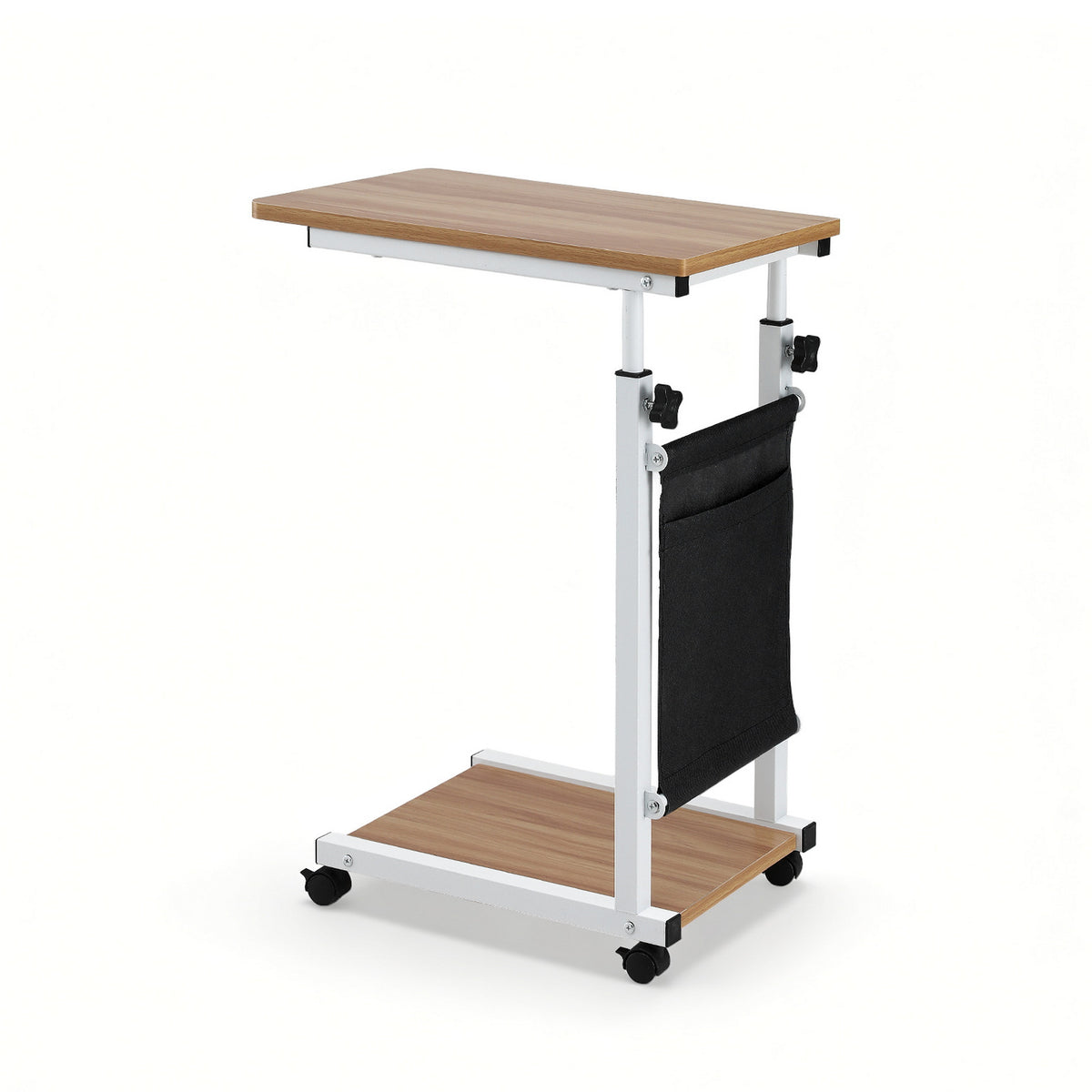 Adjustable Laptop Desk | Mobile Workstation Stand | 48cm | Oak Finish