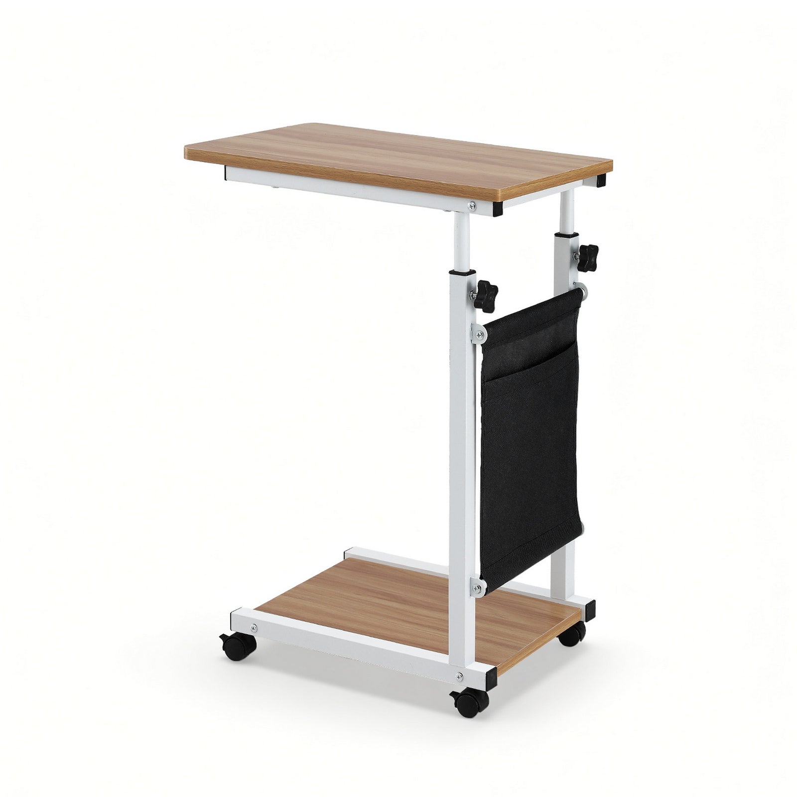 Adjustable Laptop Desk | Mobile Workstation Stand | 48cm | Oak Finish