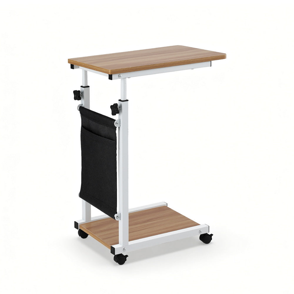 Adjustable Laptop Desk | Mobile Workstation Stand | 48cm | Oak Finish