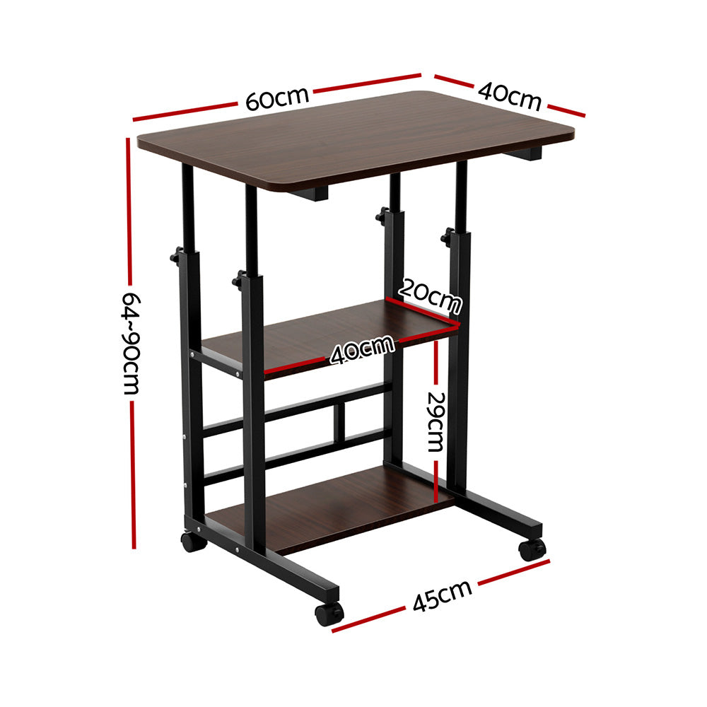Laptop Desk 60cm | Height Adjustable Mobile Computer Workstation | White Finish
