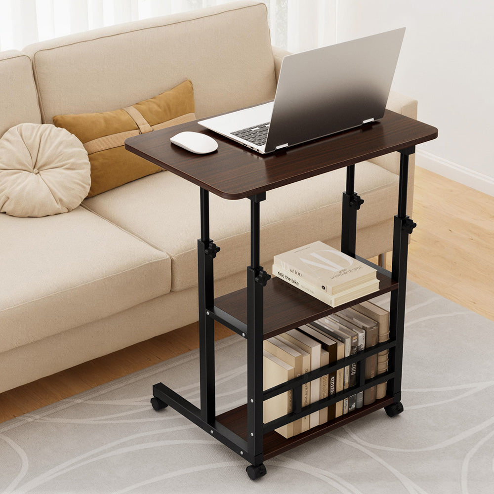 Laptop Desk 60cm | Height Adjustable Mobile Computer Workstation | White Finish