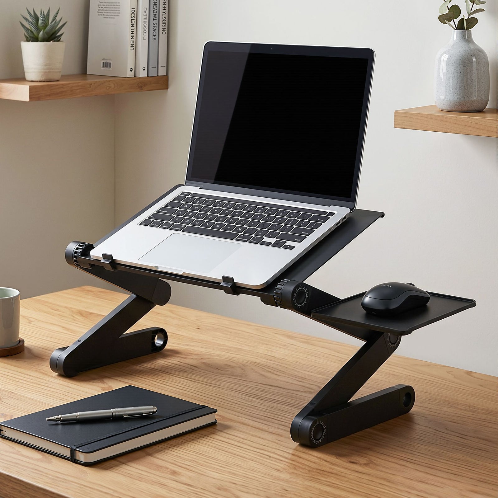 Aluminium Laptop Stand | Foldable Computer Riser & Lap Desk | Black