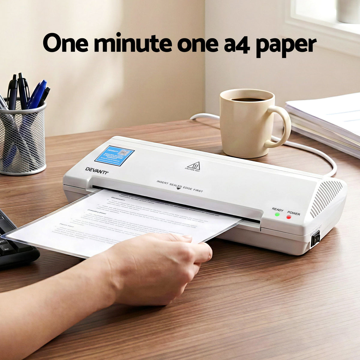 A4 Laminator Machine | Hot & Cold | Anti-Jam | Office & Home Use | White