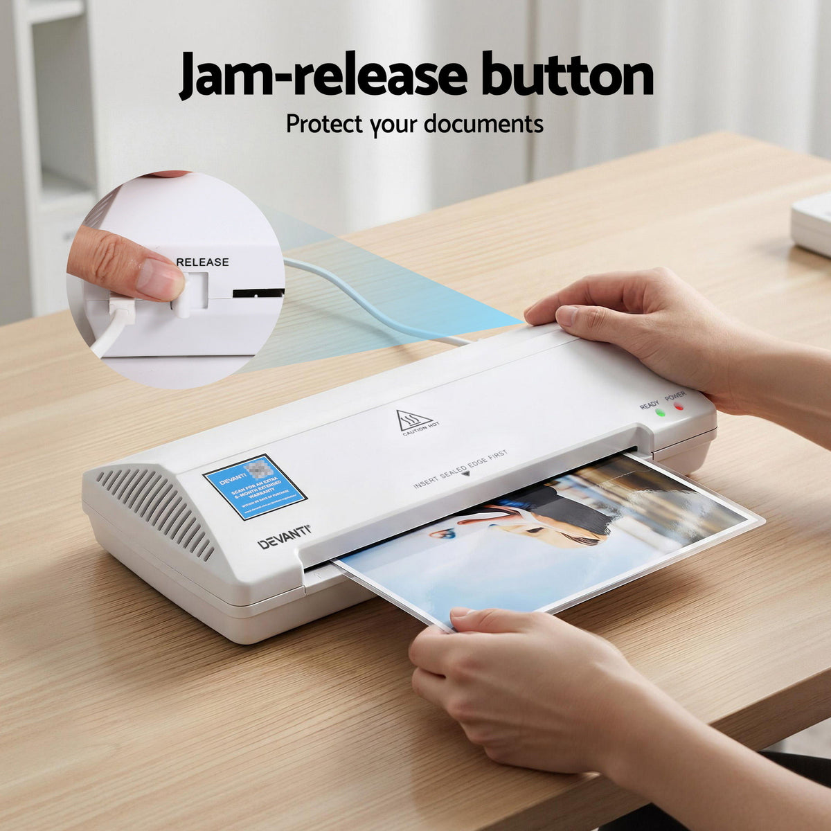A4 Laminator Machine | Hot & Cold | Anti-Jam | Office & Home Use | White