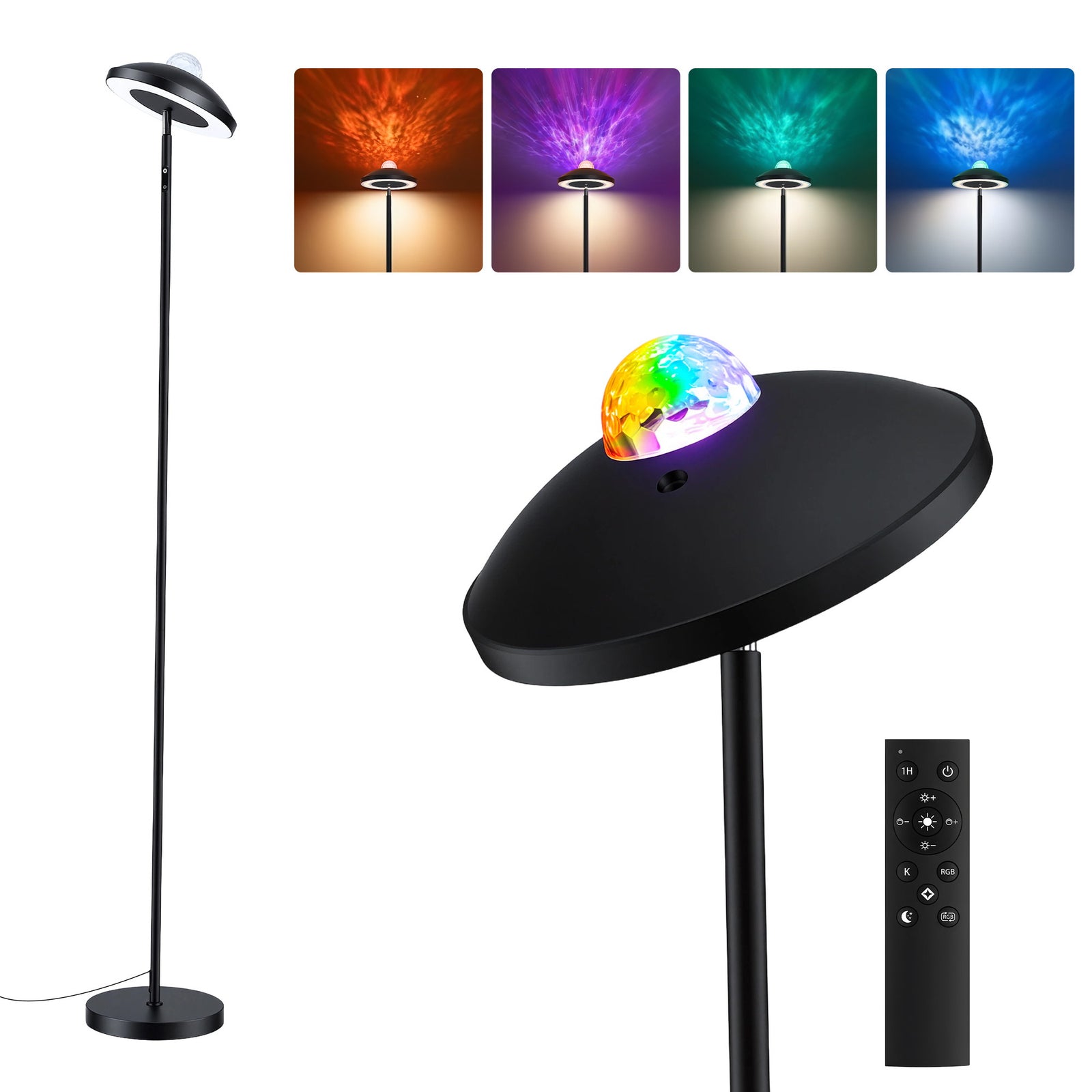 LED Floor Lamp | Galaxy Projector & RGB Aurora Light | Remote Control | 178cm