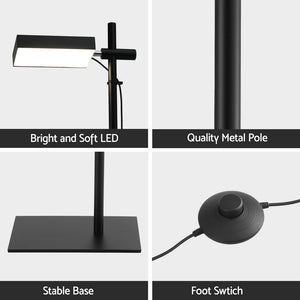 LED Floor Lamp | 12W | 360° Rotating Adjustable Head | Modern Reading Light