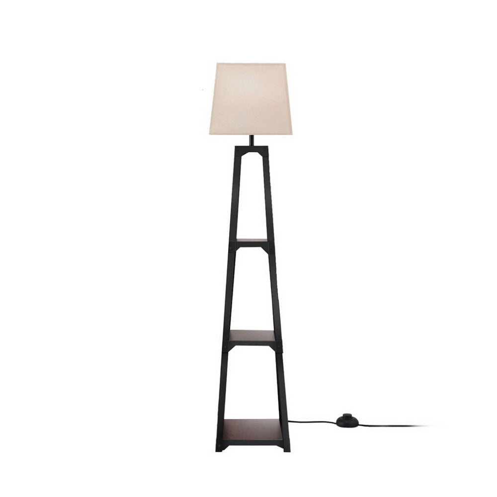 Floor Lamp | 3 Tier Shelf Storage | LED Light Stand | Home Room | Vintage White