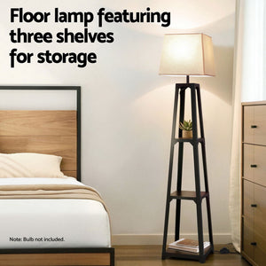 Floor Lamp | 3 Tier Shelf Storage | LED Light Stand | Home Room | Vintage White