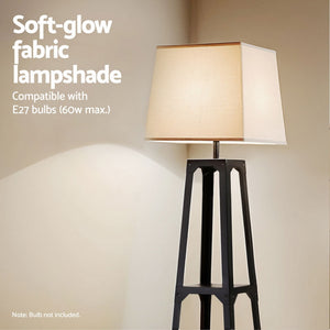 Floor Lamp | 3 Tier Shelf Storage | LED Light Stand | Home Room | Vintage White