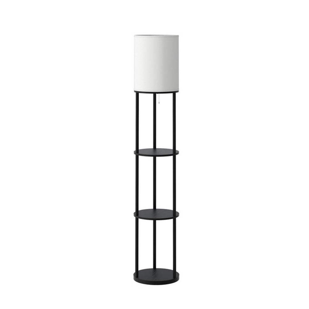 Floor Lamp | 3 Tier Shelf Storage | LED Light Stand | Home Room | Vintage Round