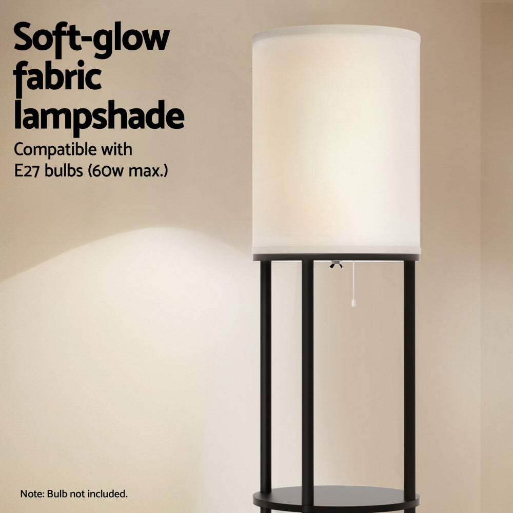 Floor Lamp | 3 Tier Shelf Storage | LED Light Stand | Home Room | Vintage Round