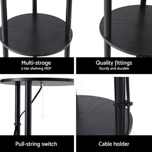 Floor Lamp | 3 Tier Shelf Storage | LED Light Stand | Home Room | Vintage Round