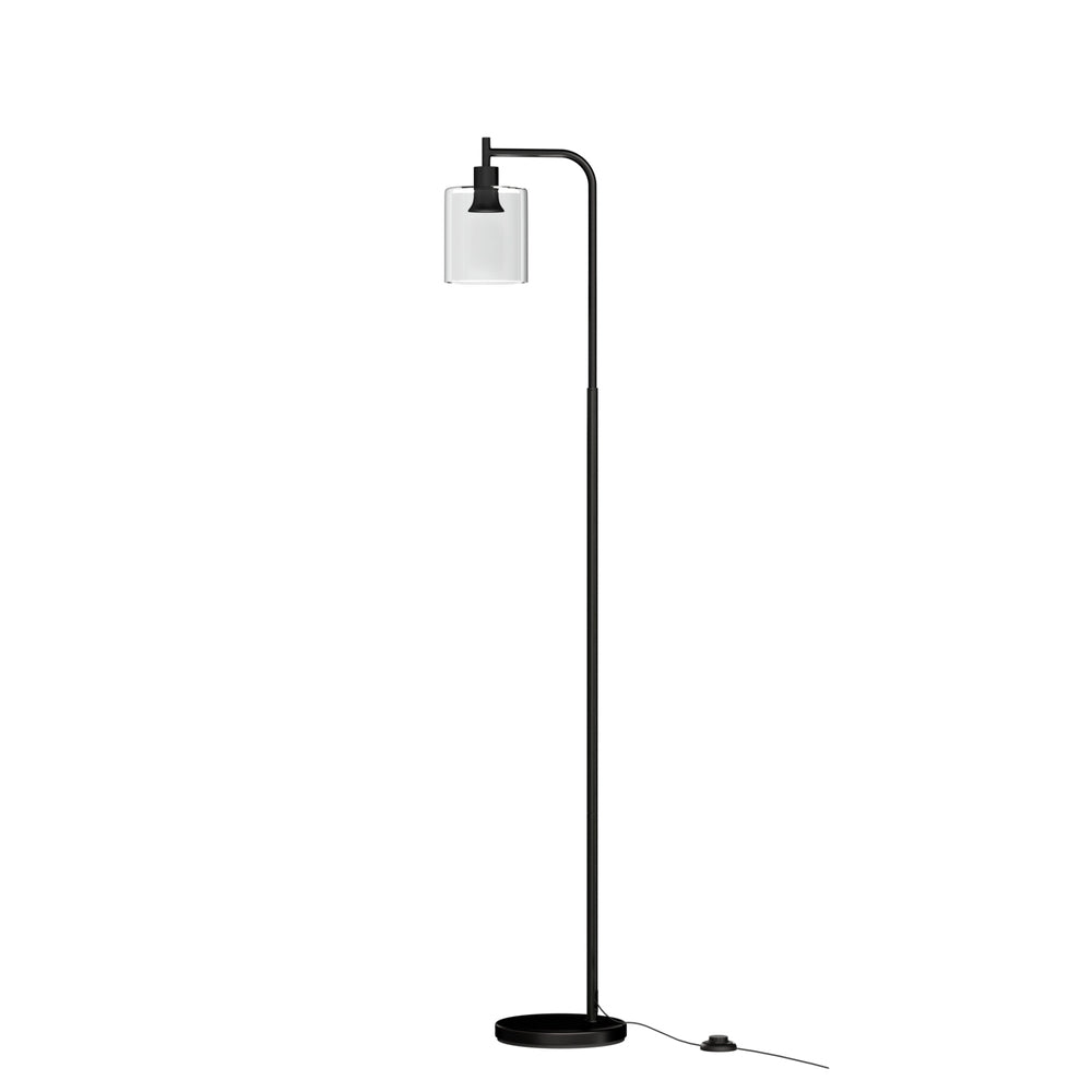 Floor Lamp | Light Stand | Modern Home | Living Room | Office Reading | Glass Shade Black