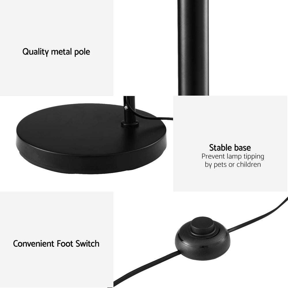 Floor Lamp | Light Stand | Modern Home | Living Room | Office Reading | Glass Shade Black