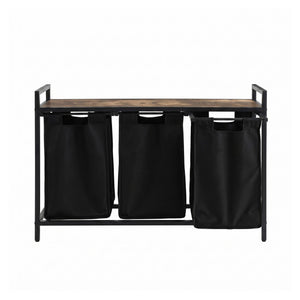 Artiss Laundry Basket with 3 Pull-out Bags Metal Frame Black