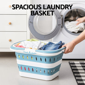 Laundry Basket Hamper | Large Foldable | Clothes Storage Organiser | Blue