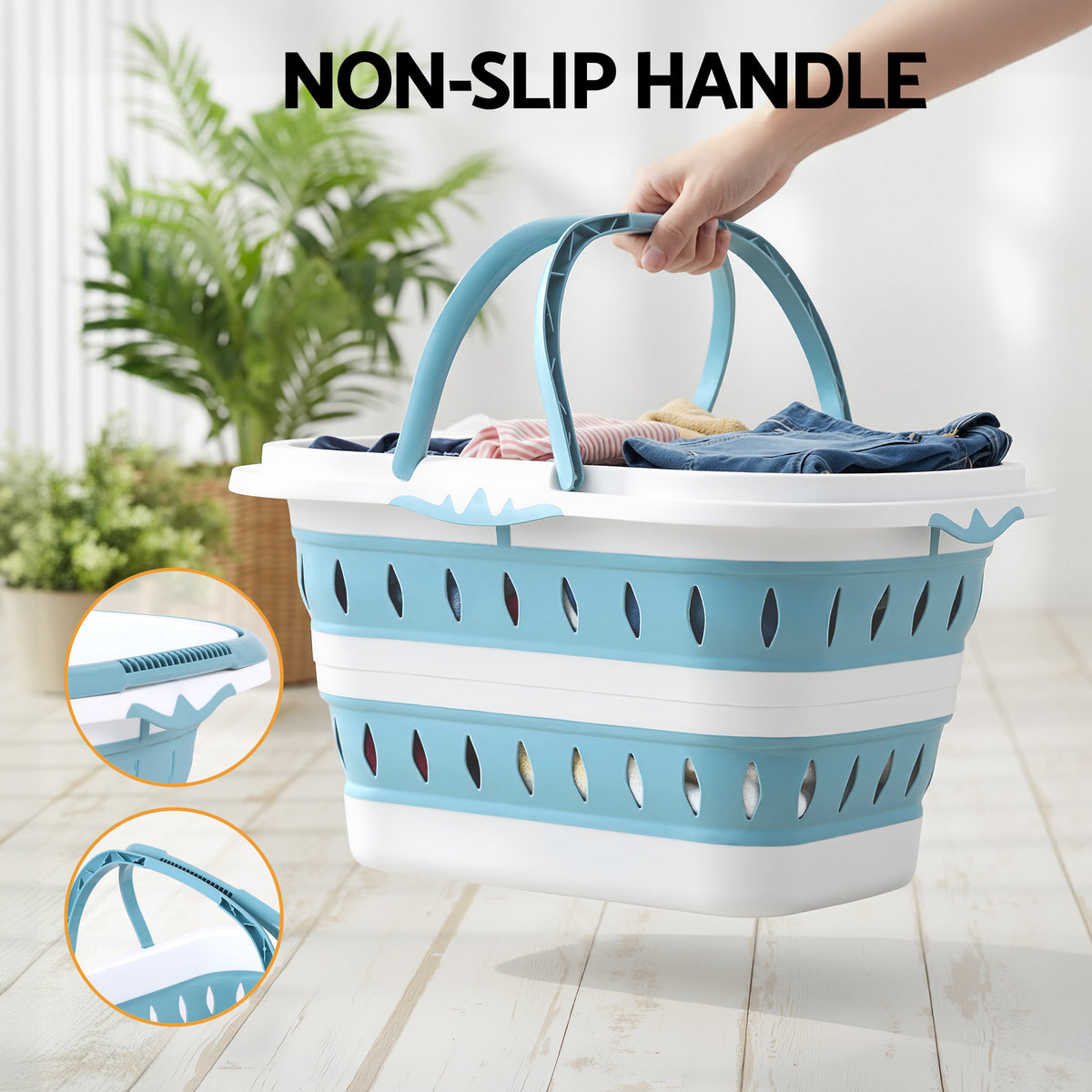 Laundry Basket Hamper | Large Foldable | Clothes Storage Organiser | Blue
