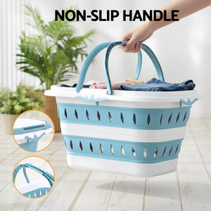 Laundry Basket Hamper | Large Foldable | Clothes Storage Organiser | Blue