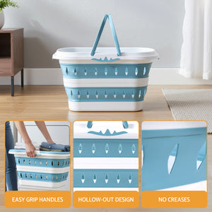 Laundry Basket Hamper | Large Foldable | Clothes Storage Organiser | Blue