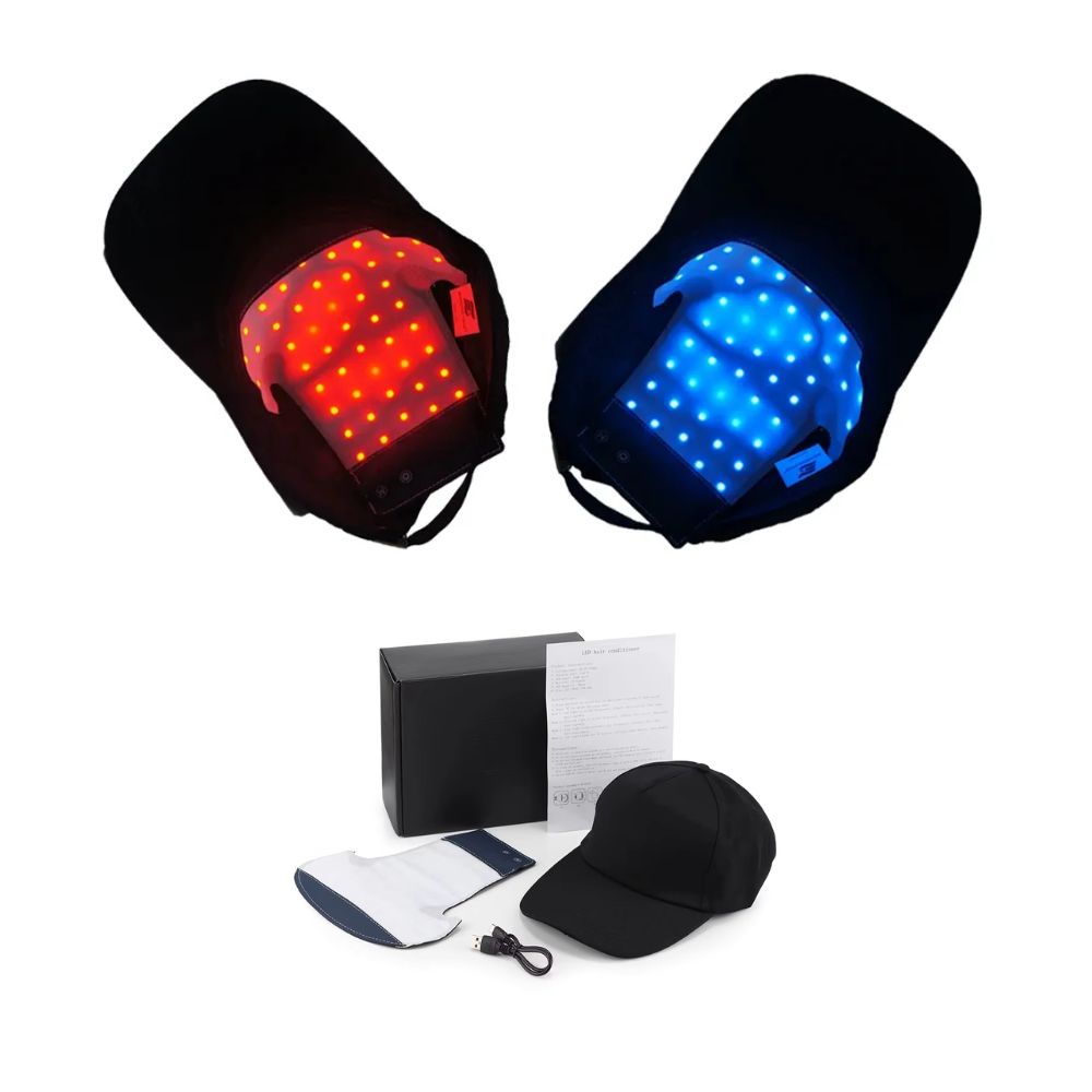 LED Hair Growth & Scalp Therapy Cap | 660nm Red & 470nm Blue Light | 48 High-Output LEDs | USB Rechargeable