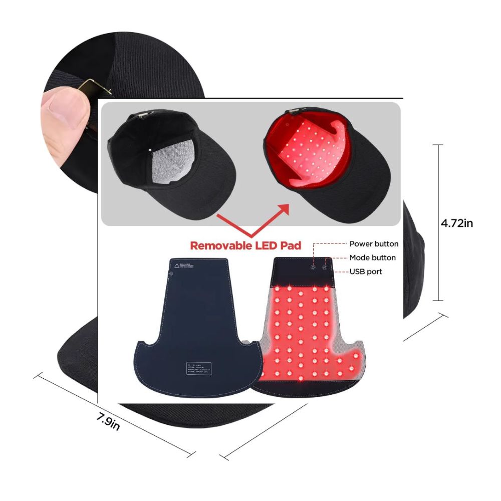 LED Hair Growth & Scalp Therapy Cap | 660nm Red & 470nm Blue Light | 48 High-Output LEDs | USB Rechargeable