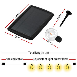 Solar Festoon Lights | 17M | Outdoor LED String Lights | Christmas Wedding Decor | 2 Pack