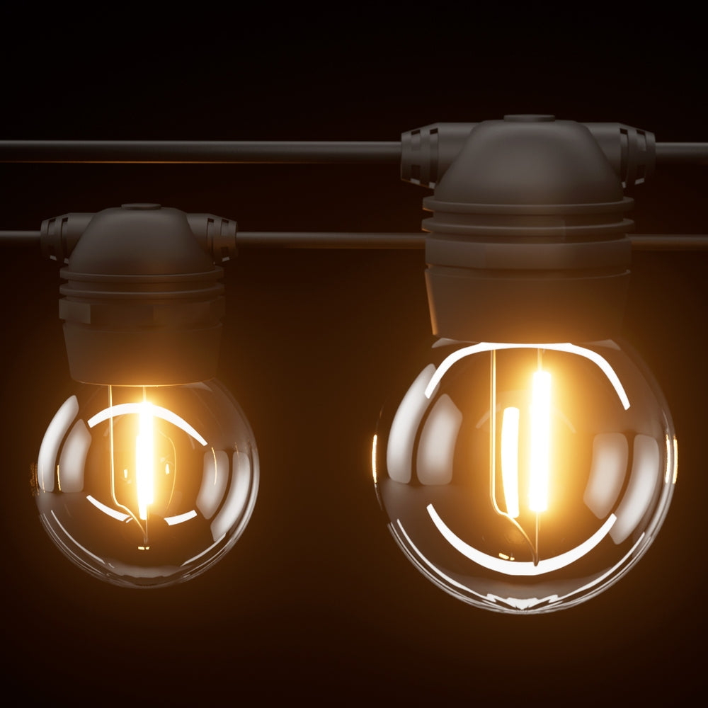 Solar Festoon Lights | 17M | Outdoor LED String Lights | Christmas Wedding Decor | 2 Pack