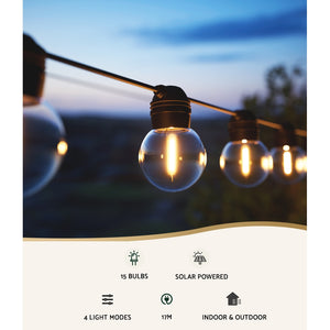 Solar Festoon Lights | 17M | Outdoor LED String Lights | Christmas Wedding Decor | 2 Pack