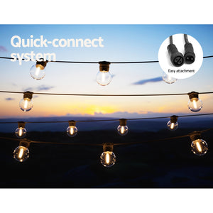 Solar Festoon Lights | 17M | Outdoor LED String Lights | Christmas Wedding Decor | 2 Pack
