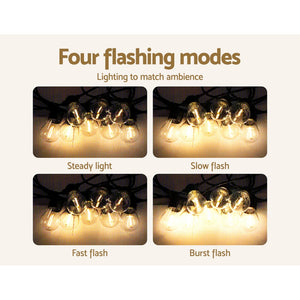 Solar Festoon Lights | 17M | Outdoor LED String Lights | Christmas Party Decor | 2 Pack