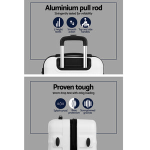 Wanderlite 2pcs Luggage Trolley | Travel Suitcase Set | TSA | Hard Shell Case | Strap | White