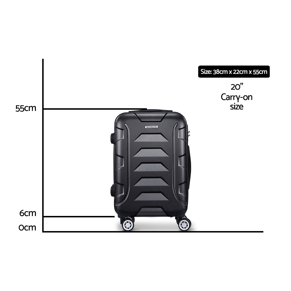 Wanderlite 20" 55cm Luggage Trolley Travel Suitcase Set | Hard Case | Lightweight | Strap
