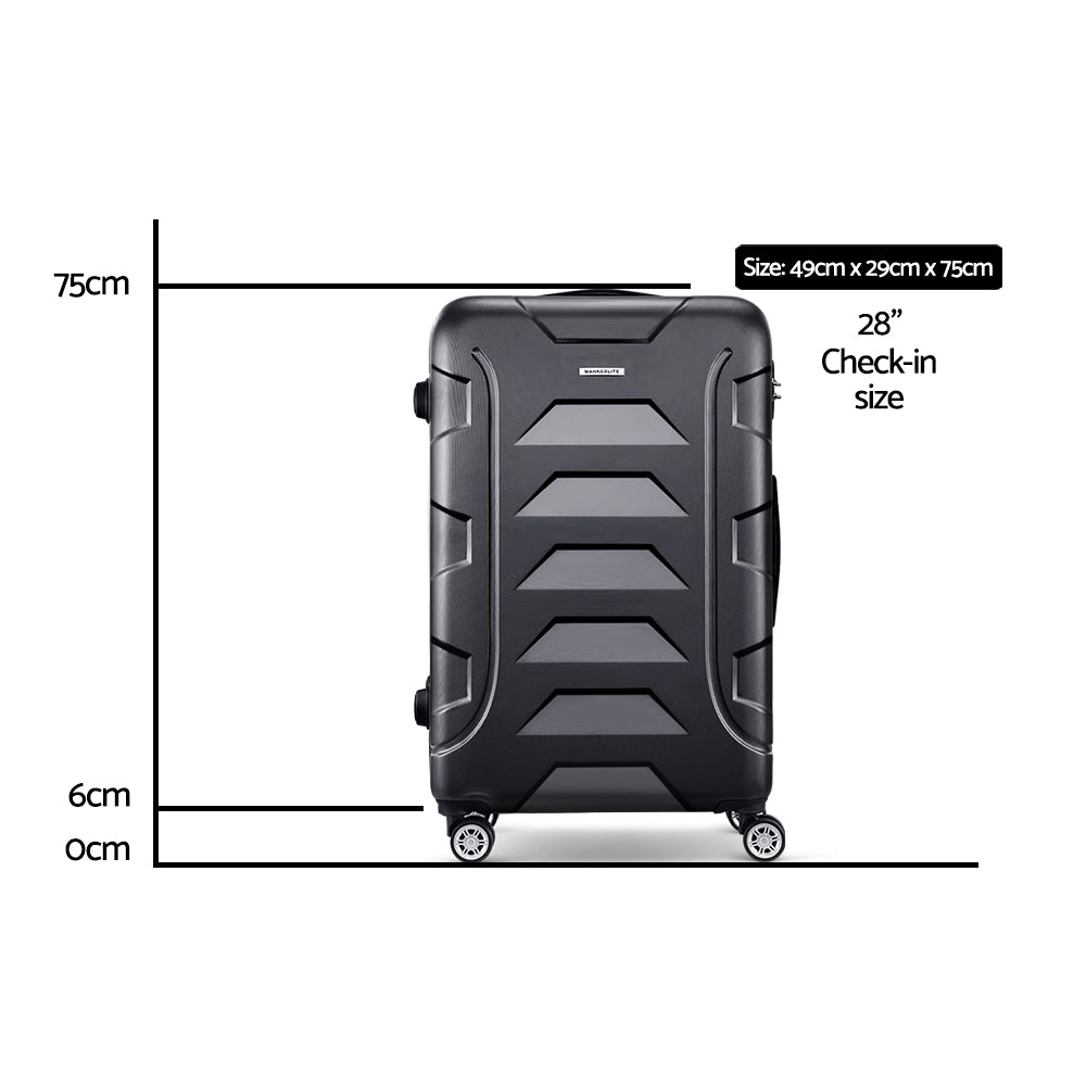 Wanderlite 28" 75cm Luggage Trolley Travel Suitcase Set | TSA | Hard Case | Lightweight | Strap