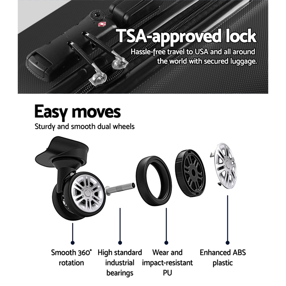 Wanderlite 28" 75cm Luggage Trolley Travel Suitcase Set | TSA | Hard Case | Lightweight | Strap