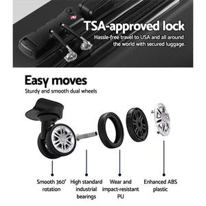 Wanderlite 28" 75cm Luggage Trolley Travel Suitcase Set | TSA | Hard Case | Lightweight | Strap