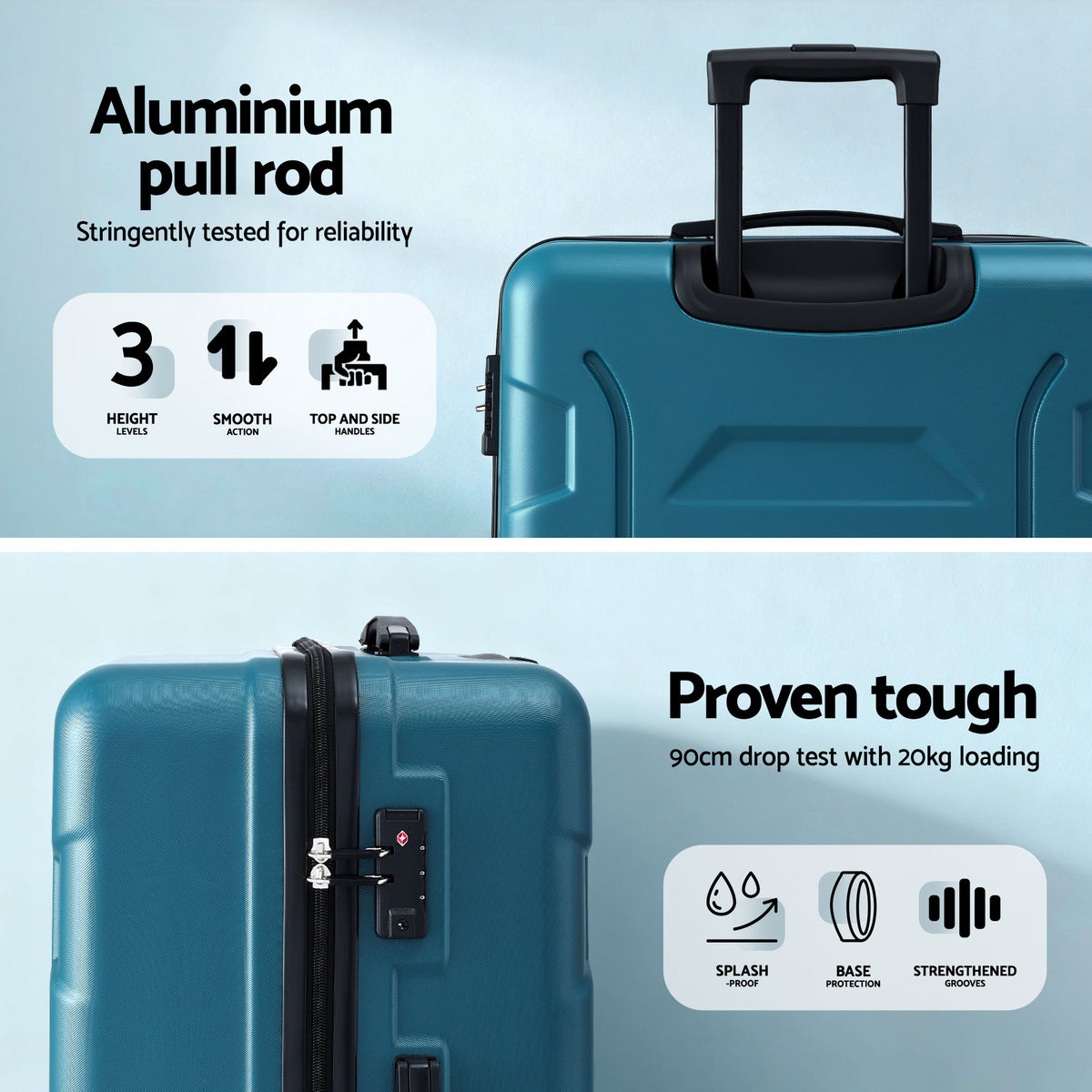 28" Hardshell Luggage | Lightweight Travel Case | TSA Lock | Teal