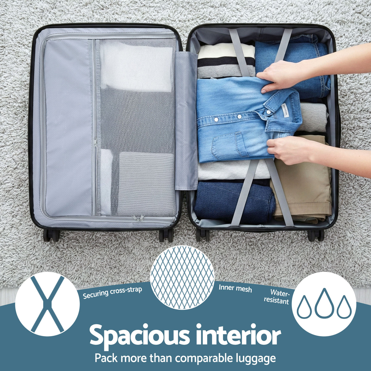 28" Hardshell Luggage | Lightweight Travel Case | TSA Lock | Teal