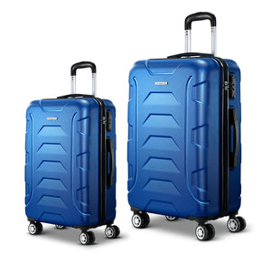 Wanderlite 2pc Luggage Trolley | Travel Suitcase Set | TSA | Hard Case | Lightweight | Blue
