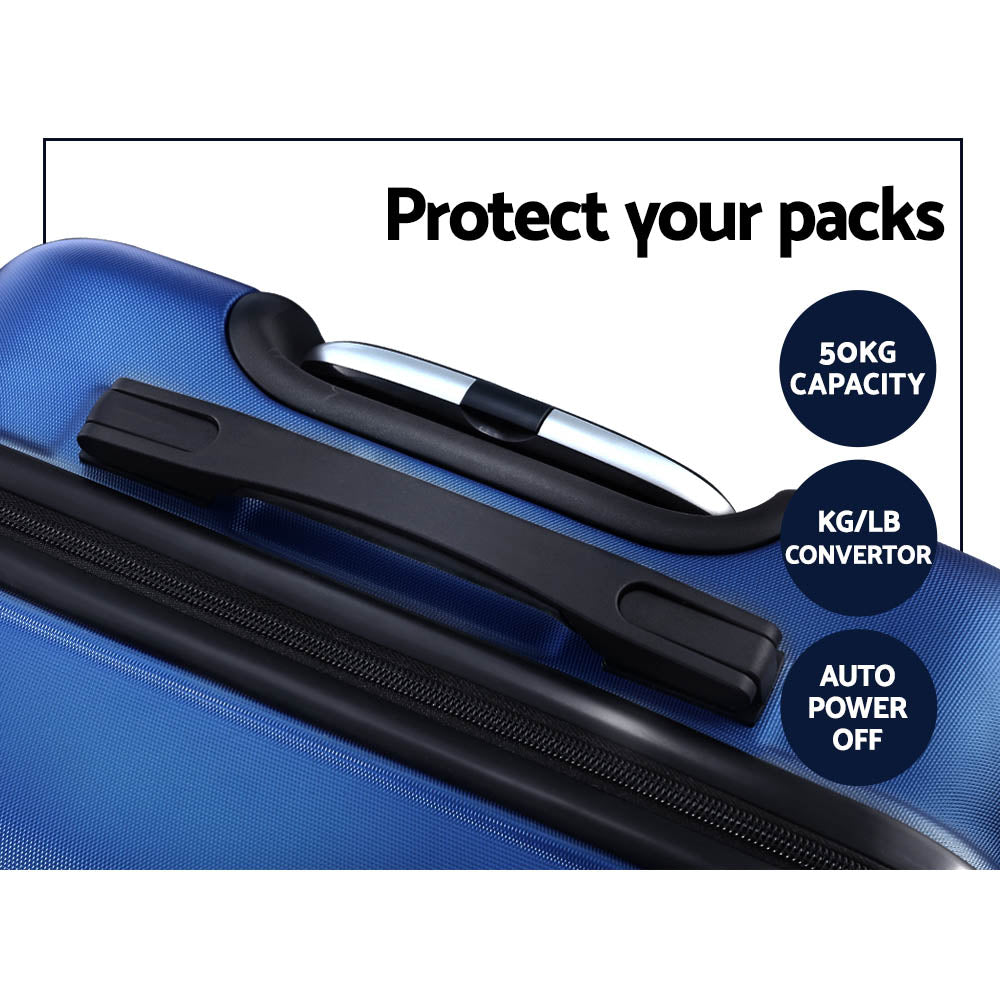 Wanderlite 2pc Luggage Trolley | Travel Suitcase Set | TSA | Hard Case | Lightweight | Blue