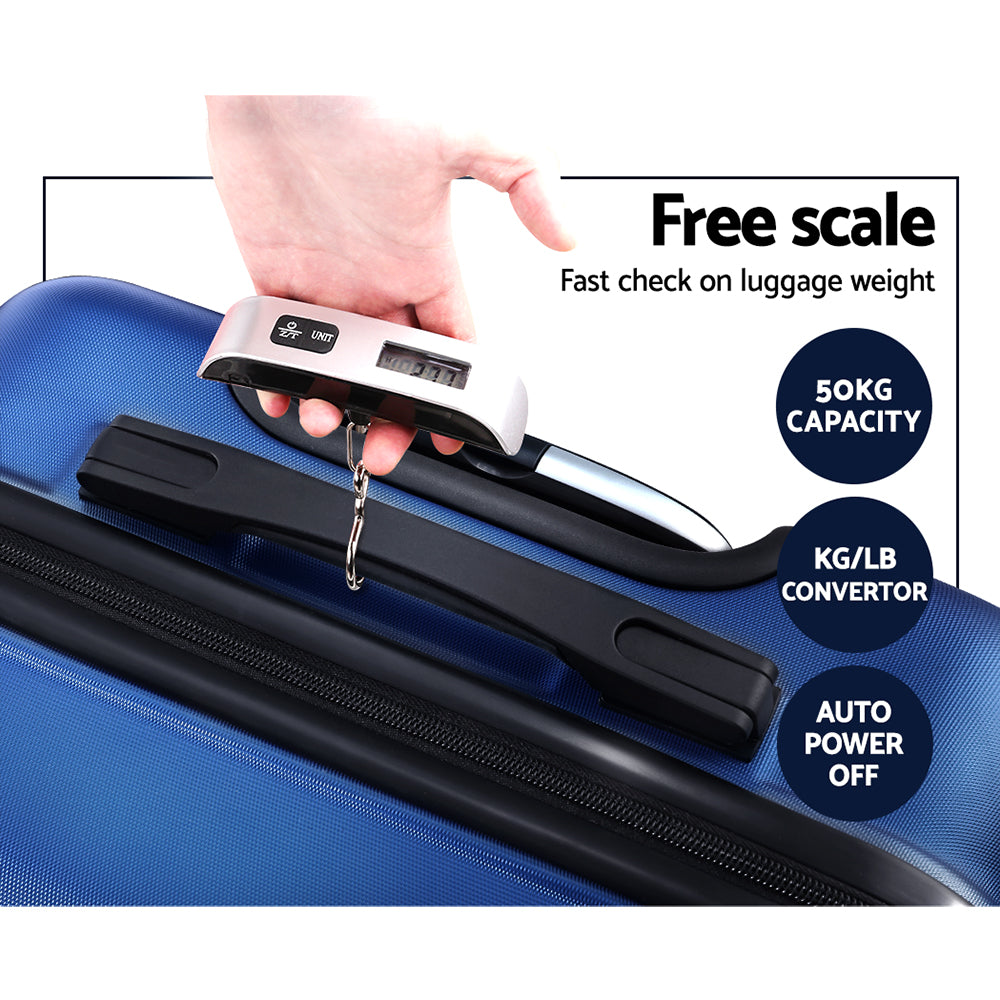 Wanderlite 2pc Luggage Trolley | Travel Suitcase Set | TSA | Hard Case | Lightweight | Blue