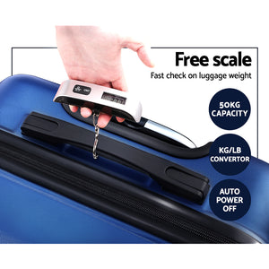 Wanderlite 2pc Luggage Trolley | Travel Suitcase Set | TSA | Hard Case | Lightweight | Blue