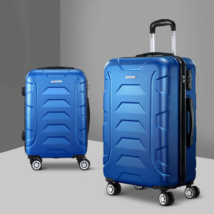 Wanderlite 2pc Luggage Trolley | Travel Suitcase Set | TSA | Hard Case | Lightweight | Blue