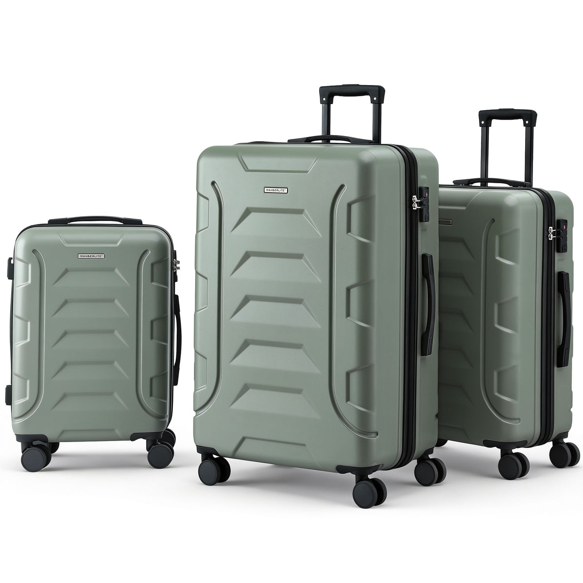 Luggage Set 3pc | Lightweight Hard Case | TSA | Grey & Green