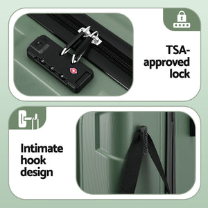 Luggage Set 3pc | Lightweight Hard Case | TSA | Grey & Green