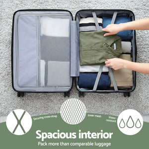 Luggage Set 3pc | Lightweight Hard Case | TSA | Grey & Green