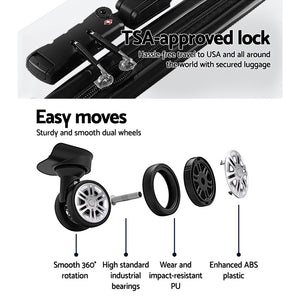 Wanderlite 3pc Luggage Trolley | Travel Suitcase Set | TSA | Hard Case Shell | Strap | Silver