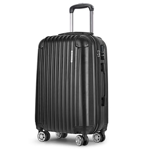 Wanderlite 24" 66cm Luggage Trolley Travel Set | Suitcase | Carry On | Hard Case | TSA Lock | Lightweight | Black