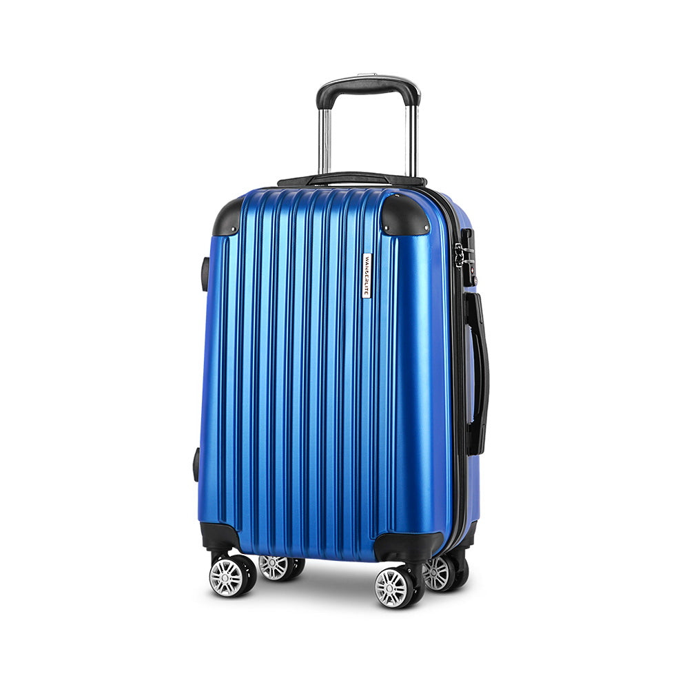 Wanderlite 28" 75cm Luggage Trolley Travel Suitcase Set | Carry On | Hard Case | TSA Lock | Lightweight | Blue