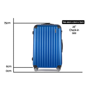 Wanderlite 28" 75cm Luggage Trolley Travel Suitcase Set | Carry On | Hard Case | TSA Lock | Lightweight | Blue